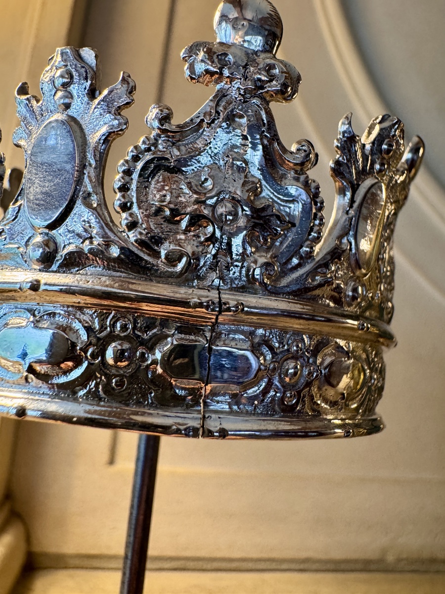 Couronne de vierge en argent massif 18e siècle-photo-2