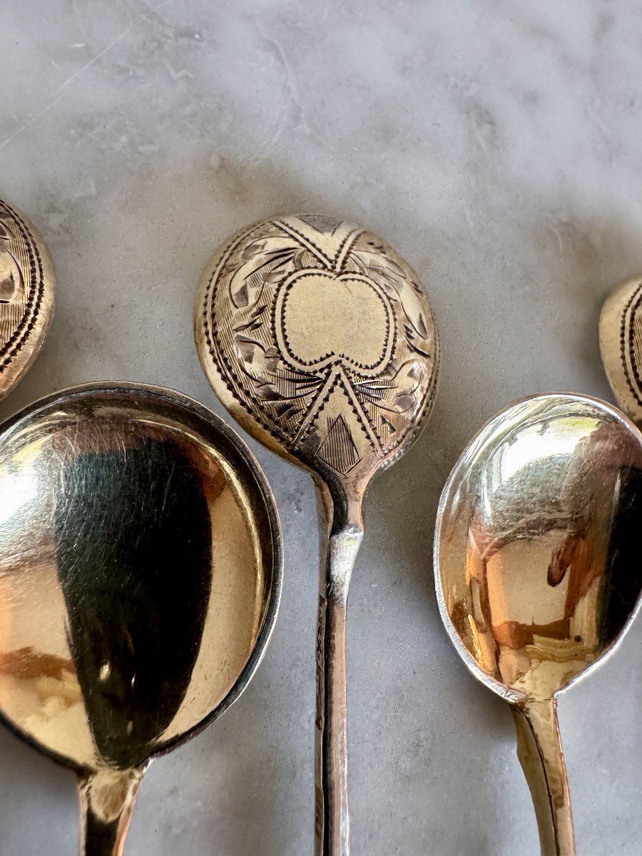 Russia – 12 Vermeil Teaspoons, 1883-photo-3