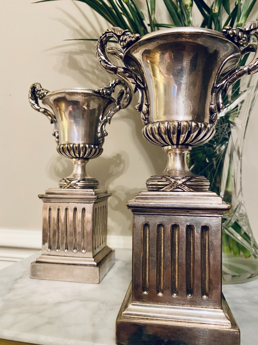 Pair Of Casseroles In Silver Bronze-photo-2