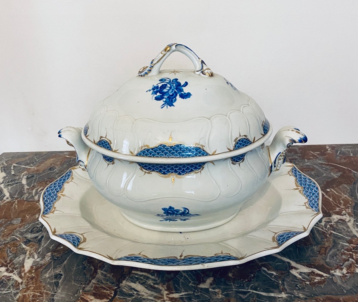 Terrine And Its Dormant In Tournai Porcelain-photo-3