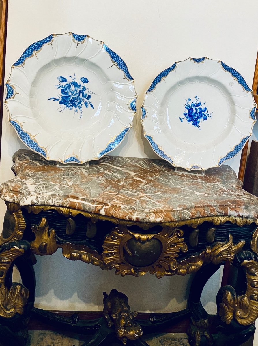 Pair Of Round Porcelain Dishes From Tournai