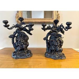 Pair Of Japanese Candelabras Late 19th Century