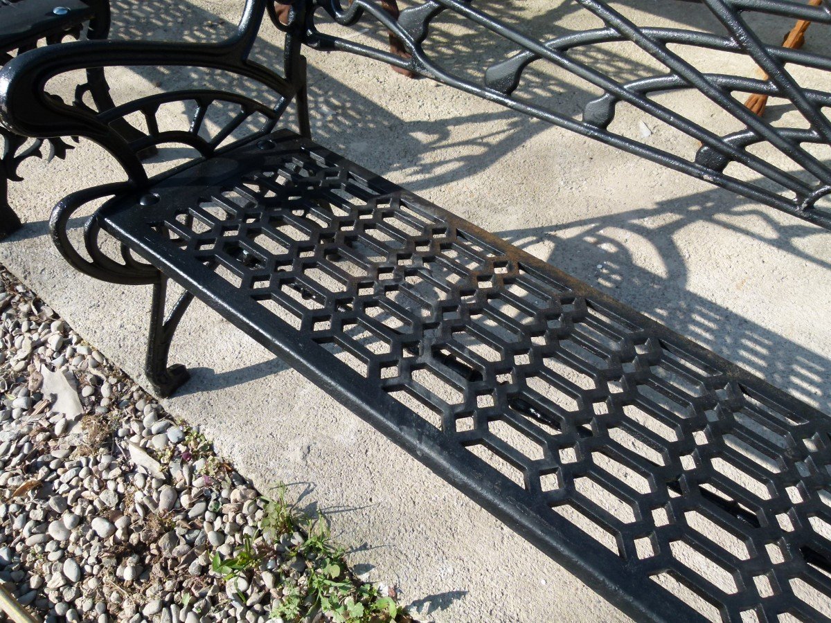Banc En Fonte XXème style art nouveau-photo-4