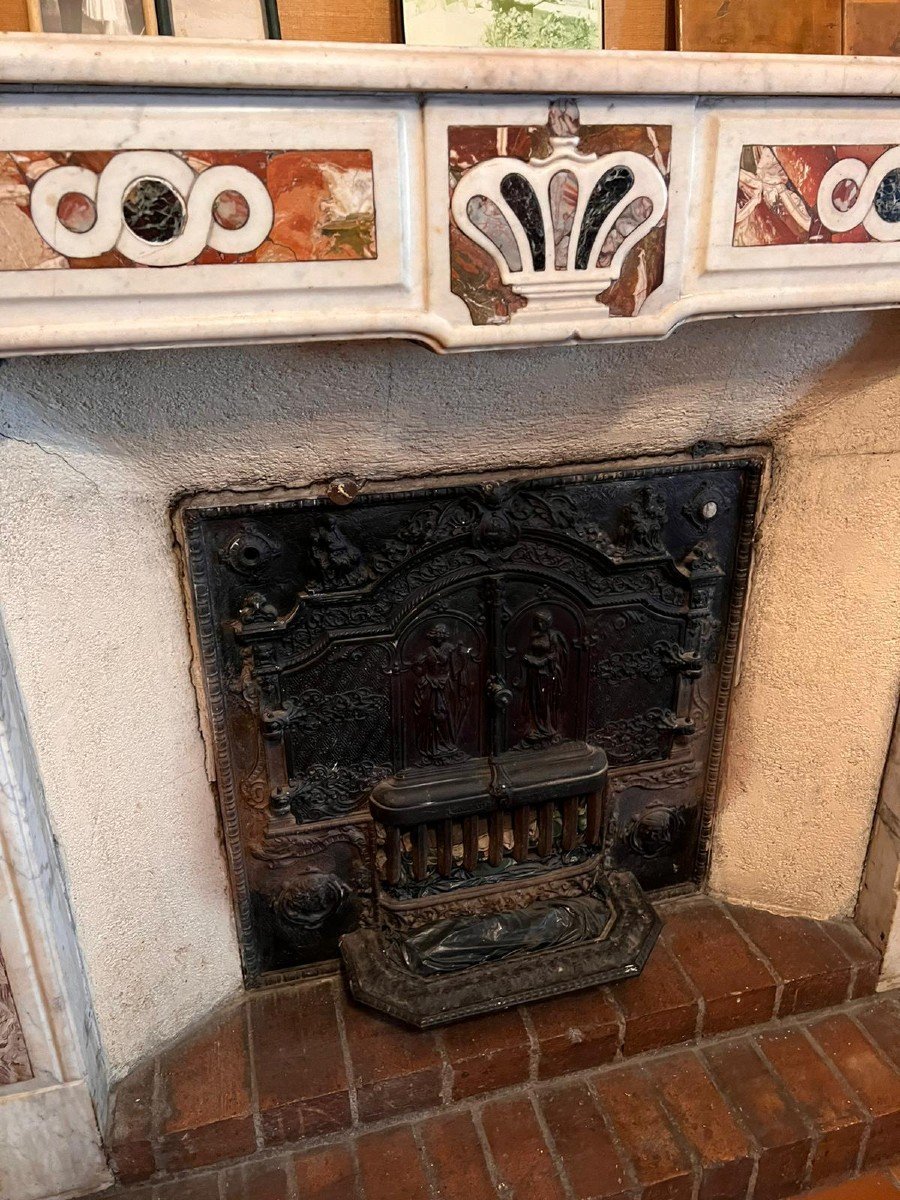 Marble Cheminne With 18th Century Incrustations-photo-3