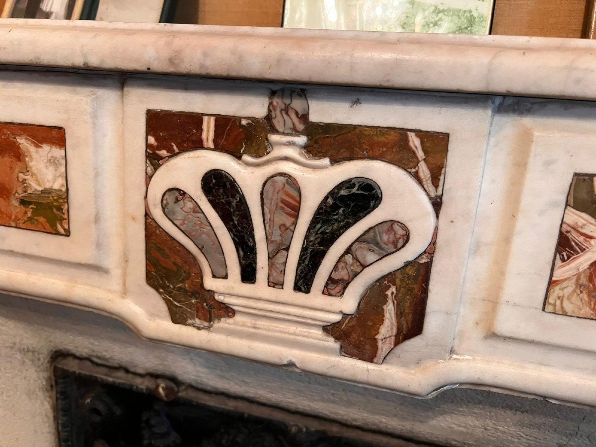 Marble Cheminne With 18th Century Incrustations-photo-3