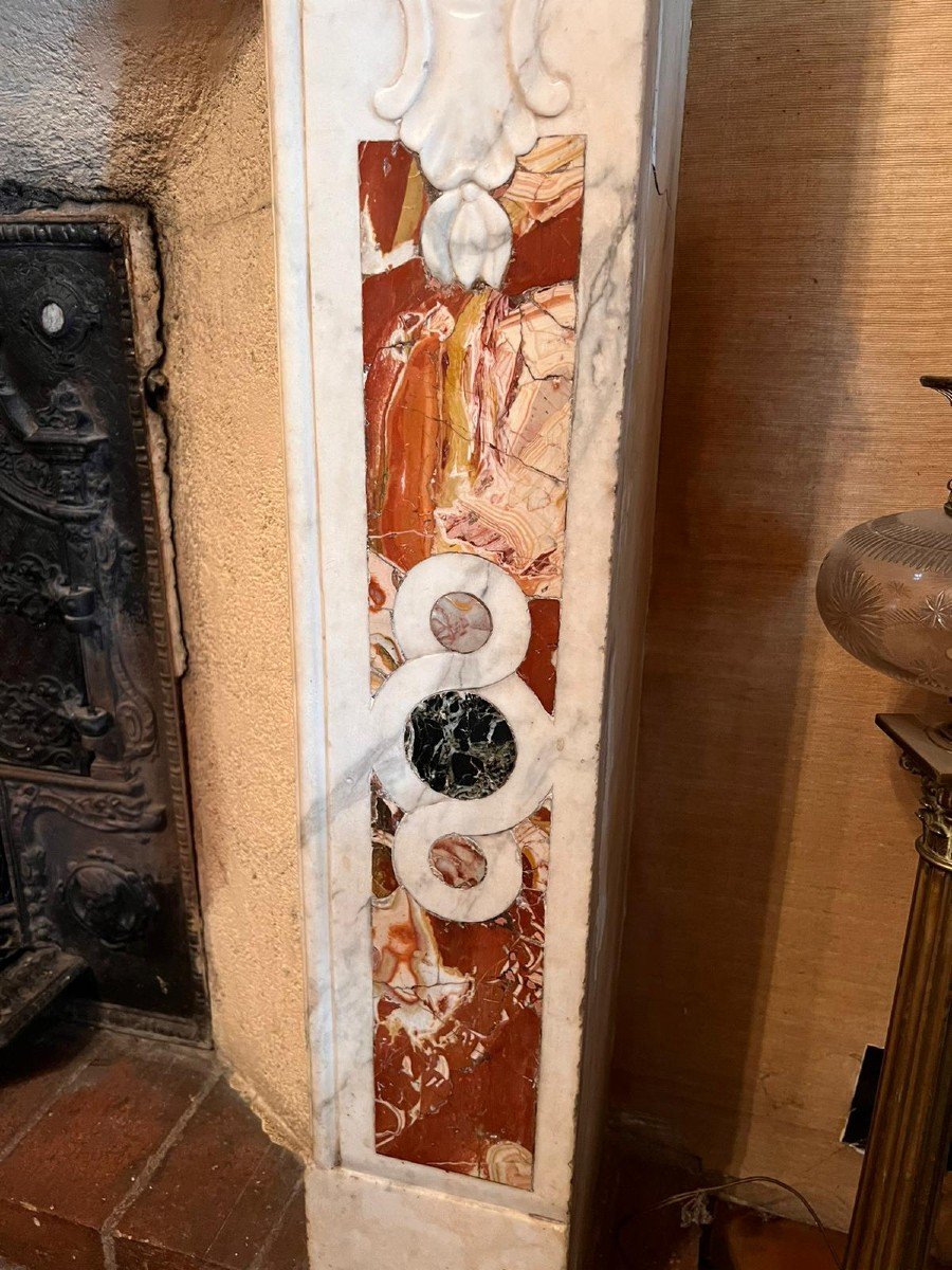 Marble Cheminne With 18th Century Incrustations-photo-4