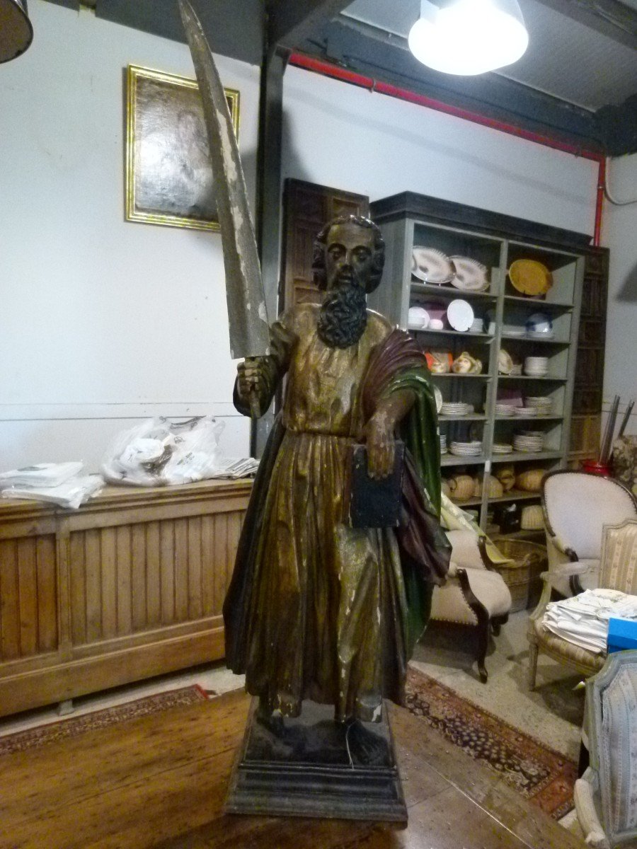 Statue De Saint Antoine En Bois Polycrome 18ème-photo-2