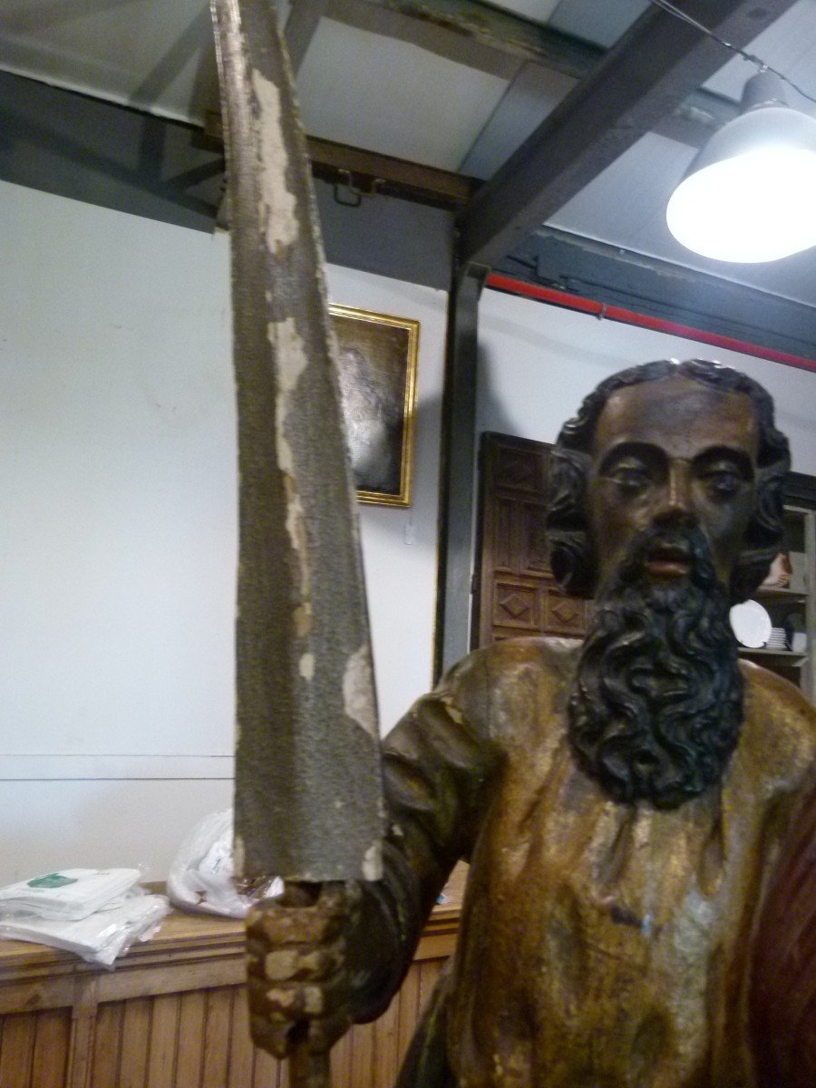 Statue De Saint Antoine En Bois Polycrome 18ème-photo-4
