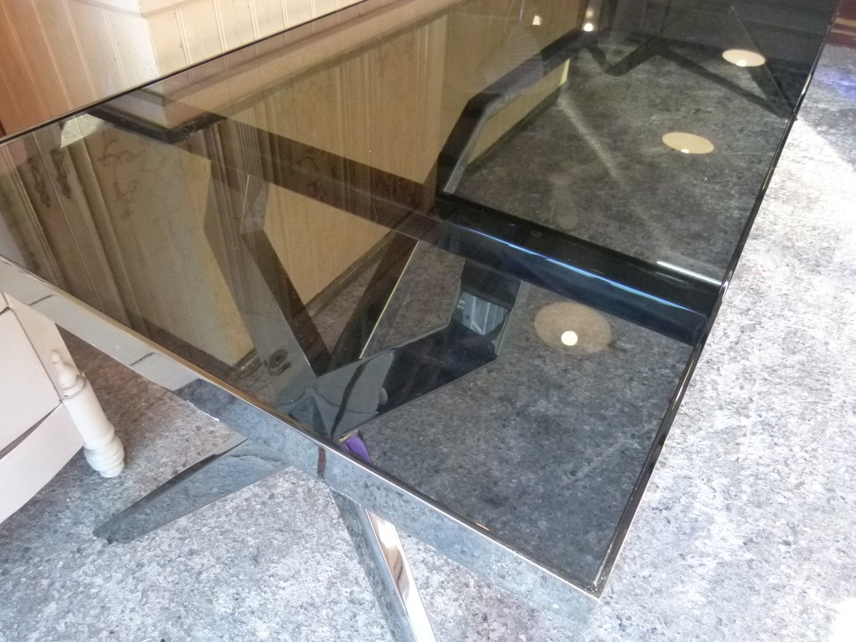 Table en verre et pieds chromés-photo-4