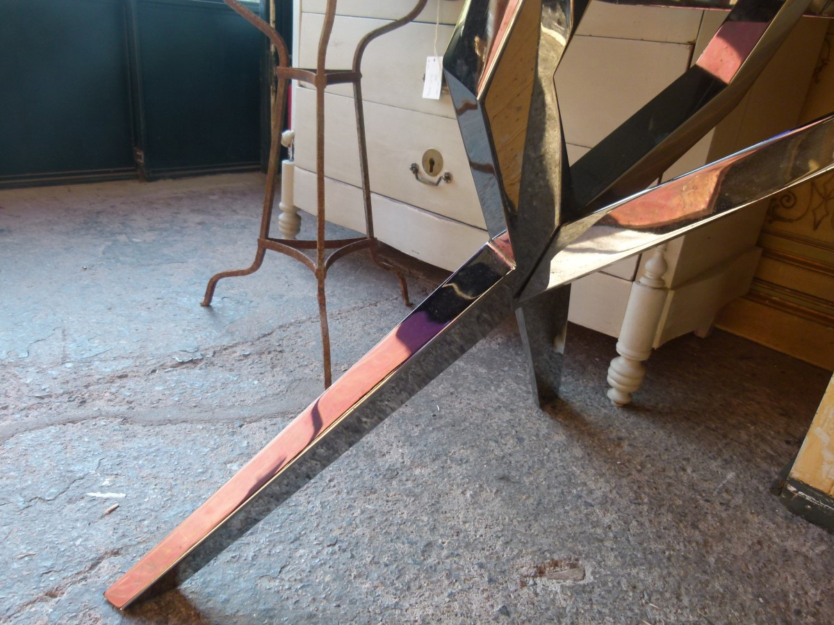 Table en verre et pieds chromés-photo-2