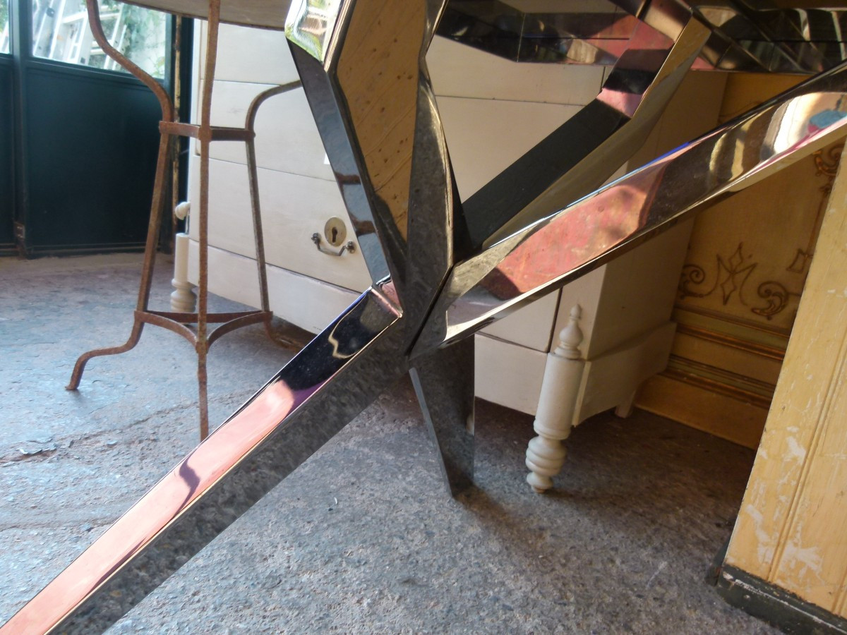 Table en verre et pieds chromés-photo-3