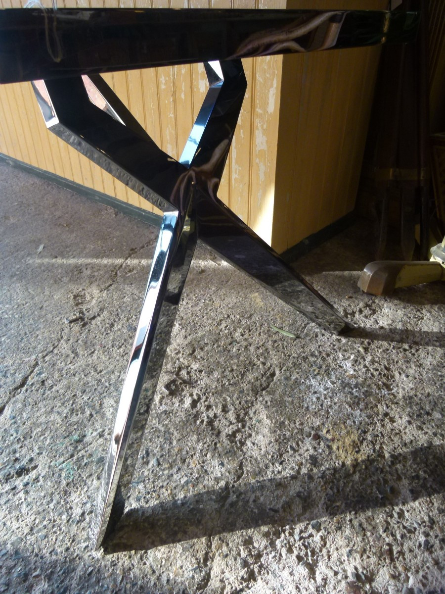 Table en verre et pieds chromés-photo-5