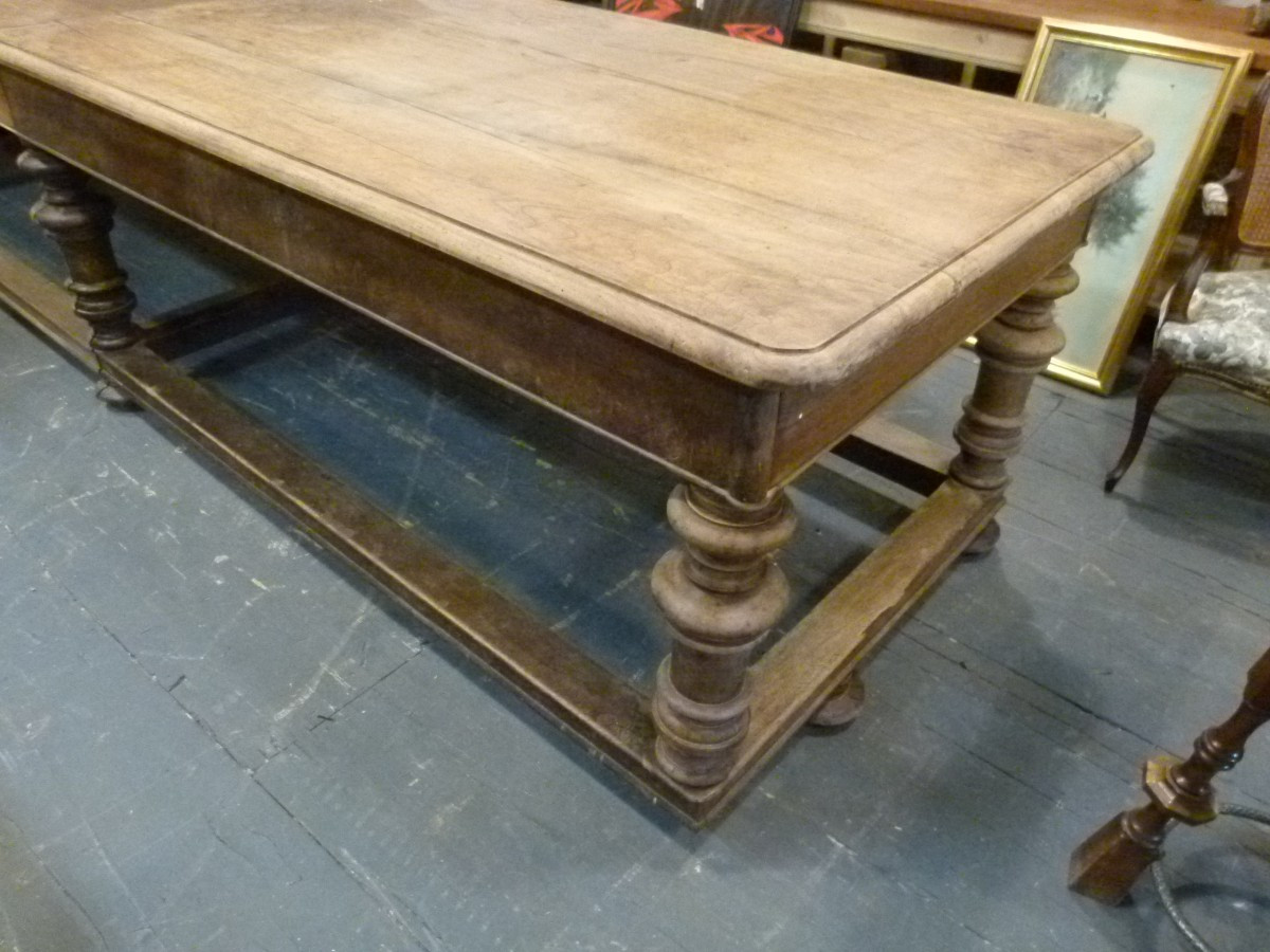 Grand table en bois massif 20ème-photo-3