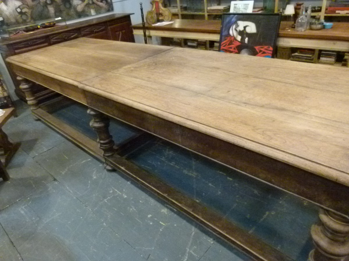 Grand table en bois massif 20ème-photo-4