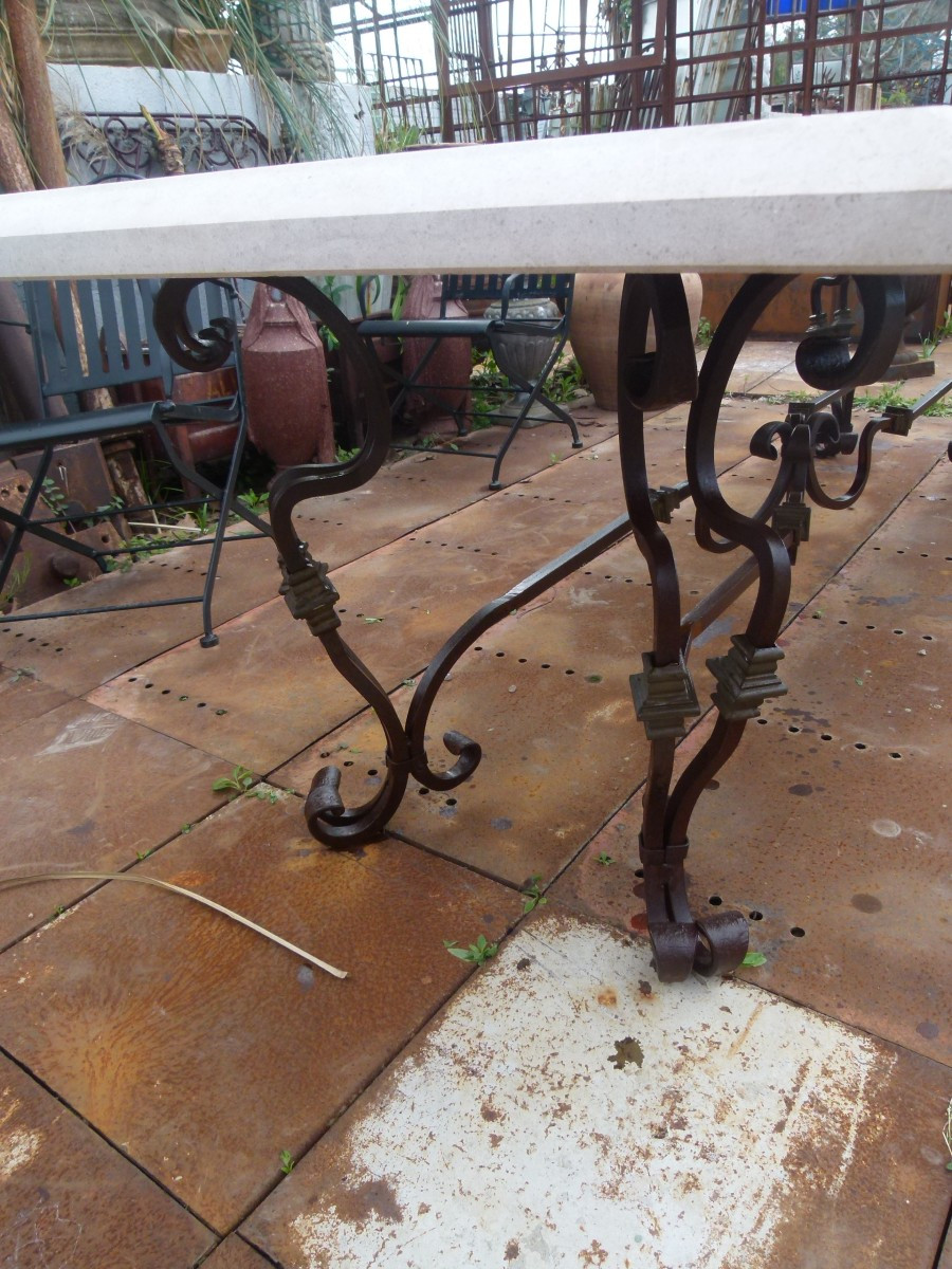 Table en marbre et fer forgé-photo-1