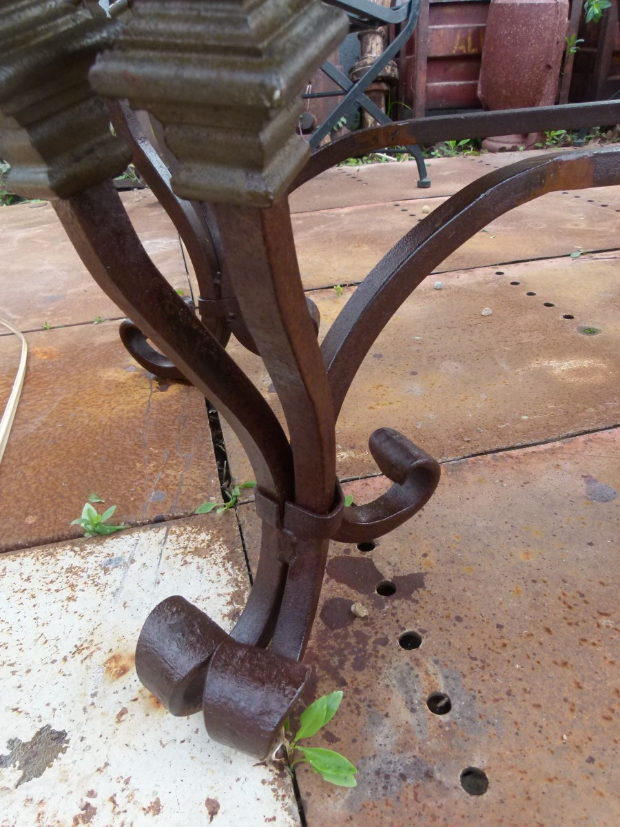 Table en marbre et fer forgé-photo-3