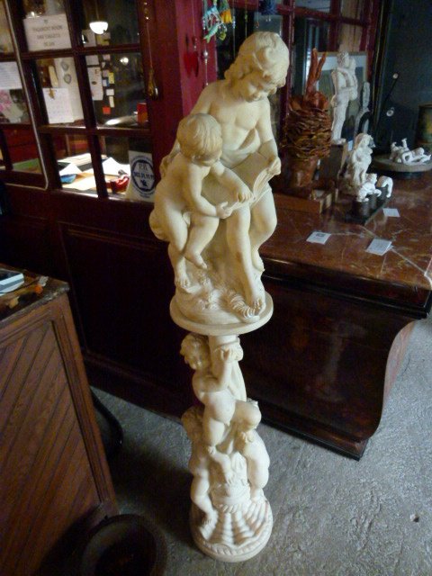 20th-century Marble Powder Statue-photo-3