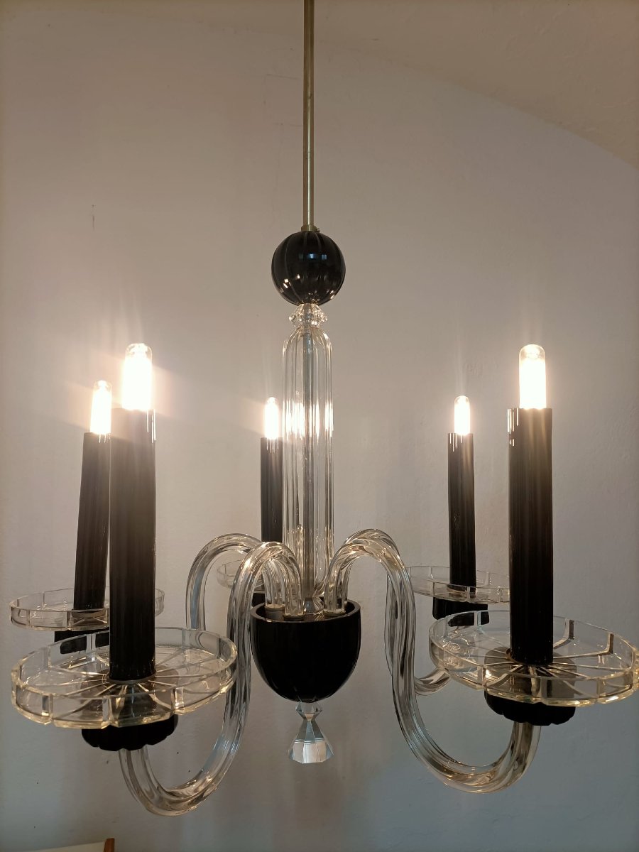 Art Deco Chandelier Made Of Bohemian Crystal, 1930s 