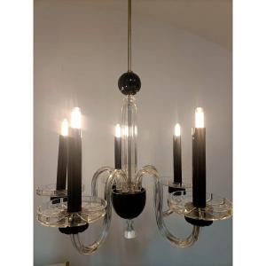 Art Deco Chandelier Made Of Bohemian Crystal, 1930s 