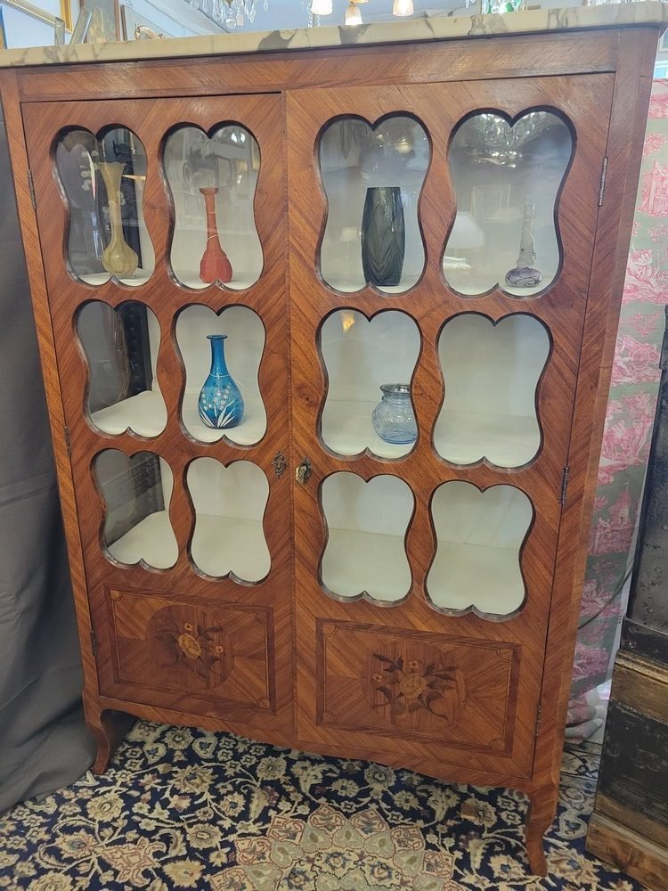 Louis XV Marquetry Display Case-photo-4