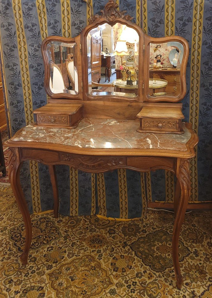 Coiffeuse Louis XV Miroir triptyque-photo-2