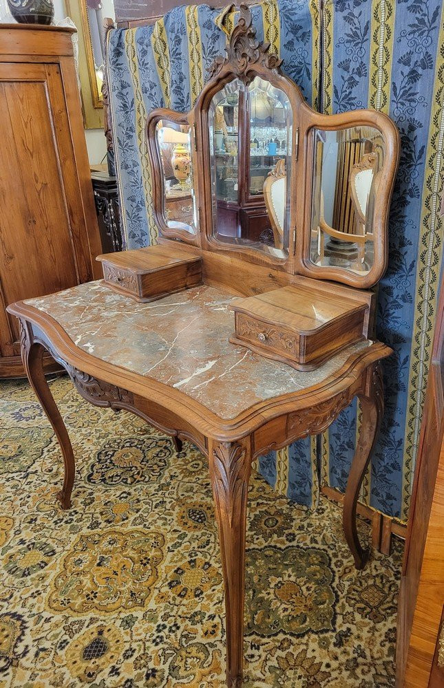 Coiffeuse Louis XV Miroir triptyque-photo-4
