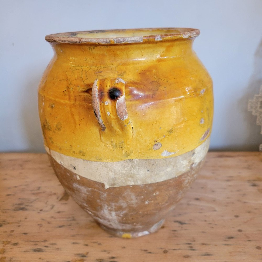Pot à Graisse, terre Cuite Vernissée Jaune-photo-2