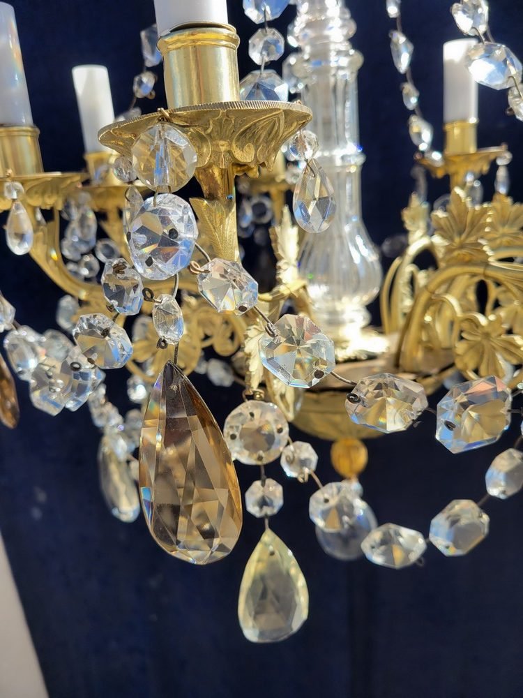 Lustre Ancien à Pampilles avec Guirlandes-photo-3