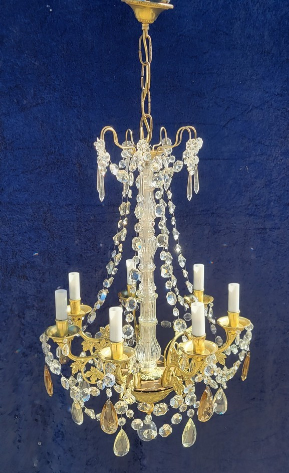 Lustre Ancien à Pampilles avec Guirlandes-photo-2