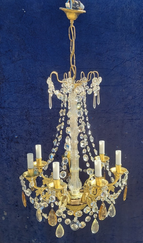 Lustre Ancien à Pampilles avec Guirlandes-photo-1