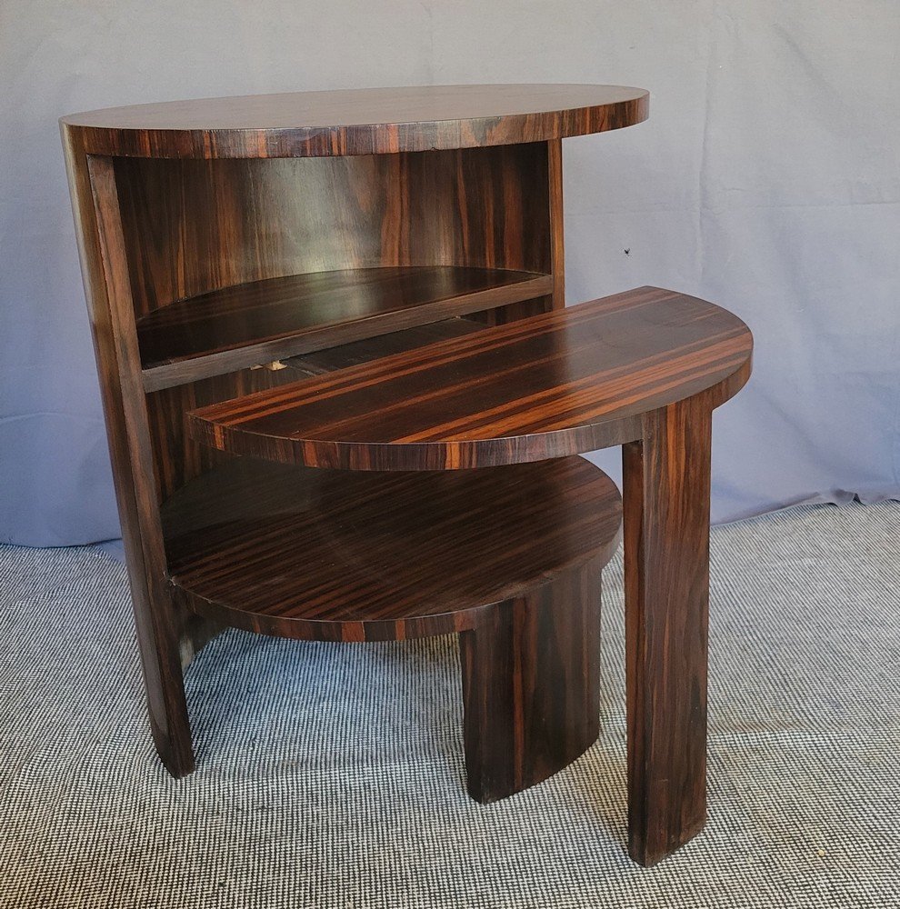 Art-deco Pedestal Table Macassar Ebony-photo-3