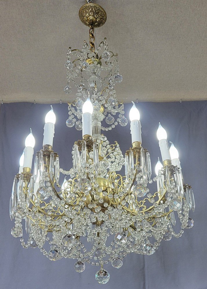 Lustre &agrave; Pampilles 12 Bras de Lumi&egrave;re-photo-2