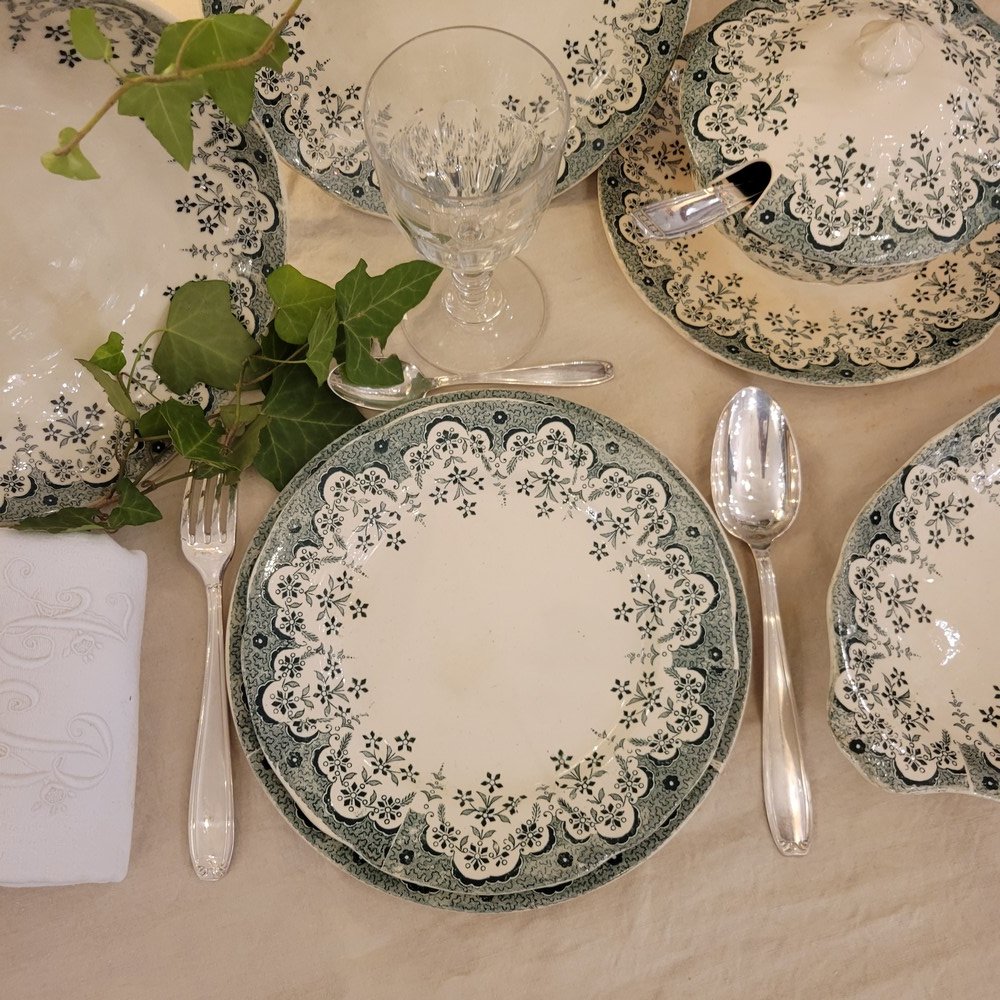 19th-century Tableware Set, Manille Sarreguemines Earthenware-photo-2