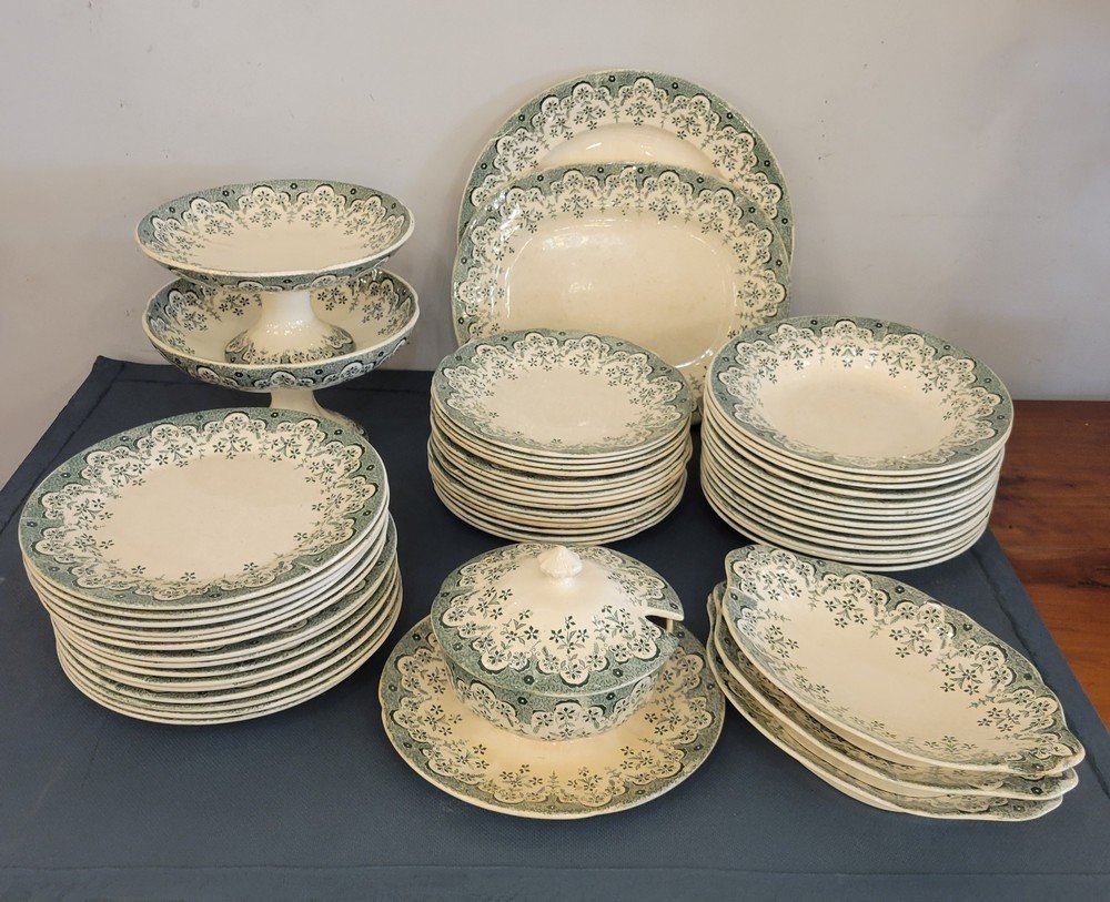 19th-century Tableware Set, Manille Sarreguemines Earthenware