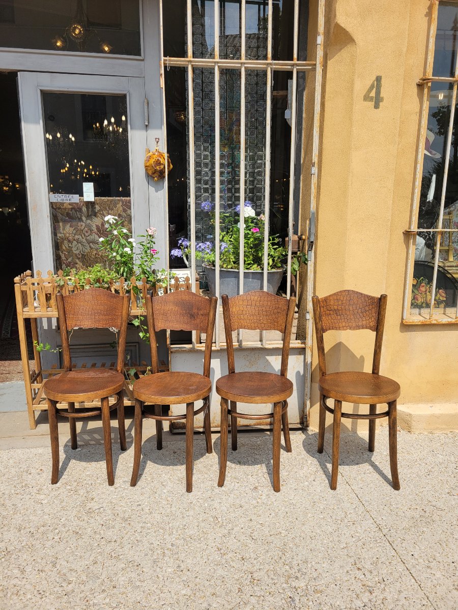 4 Chaises Thonet,  Décor Crocodile