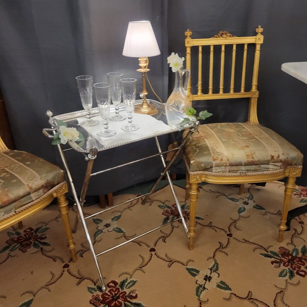 Silver-plated Metal Folding Table