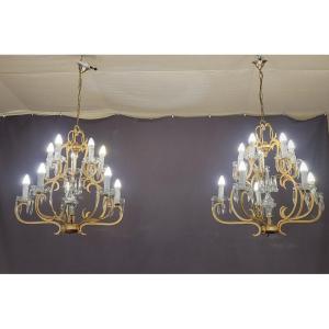 Pair Of Cage Chandeliers