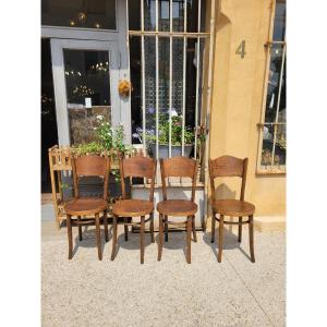 4 Chaises Thonet, Décor Crocodile