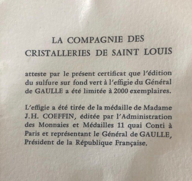 General De Gaulle's Saint-louis Crystal Sulfide-photo-4