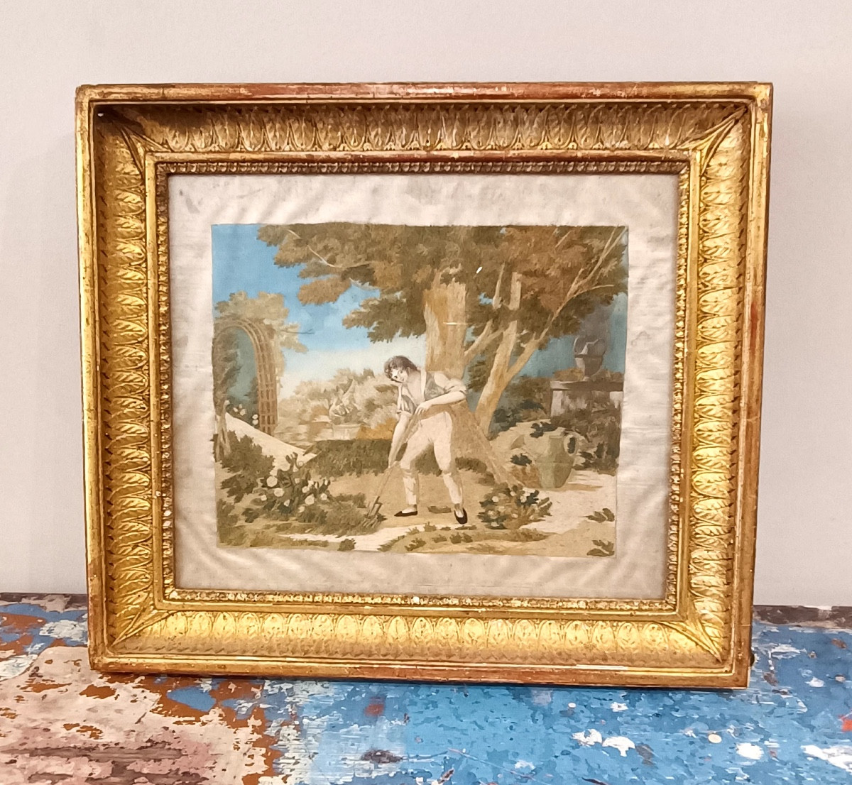 Painting In Embroidered And Painted Silk