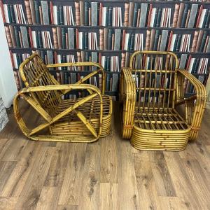Pair Of Bamboo And Rattan Armchairs