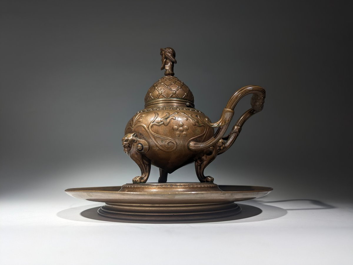 Barbedienne Inkwell In Etruscan Bronze-photo-4