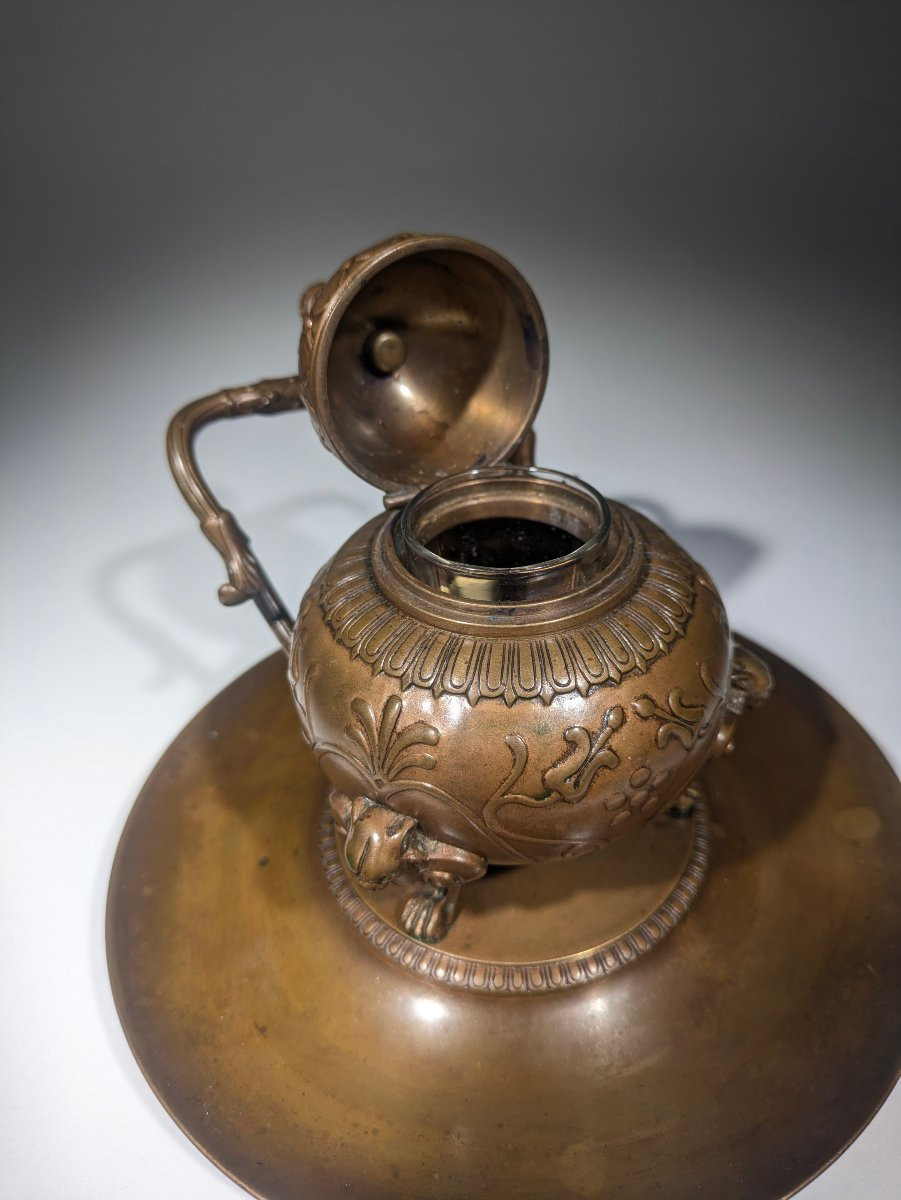 Barbedienne Inkwell In Etruscan Bronze-photo-6