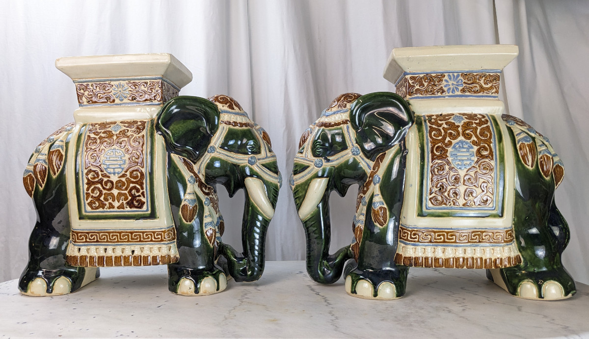 Indochina Elephants Glazed Stoneware