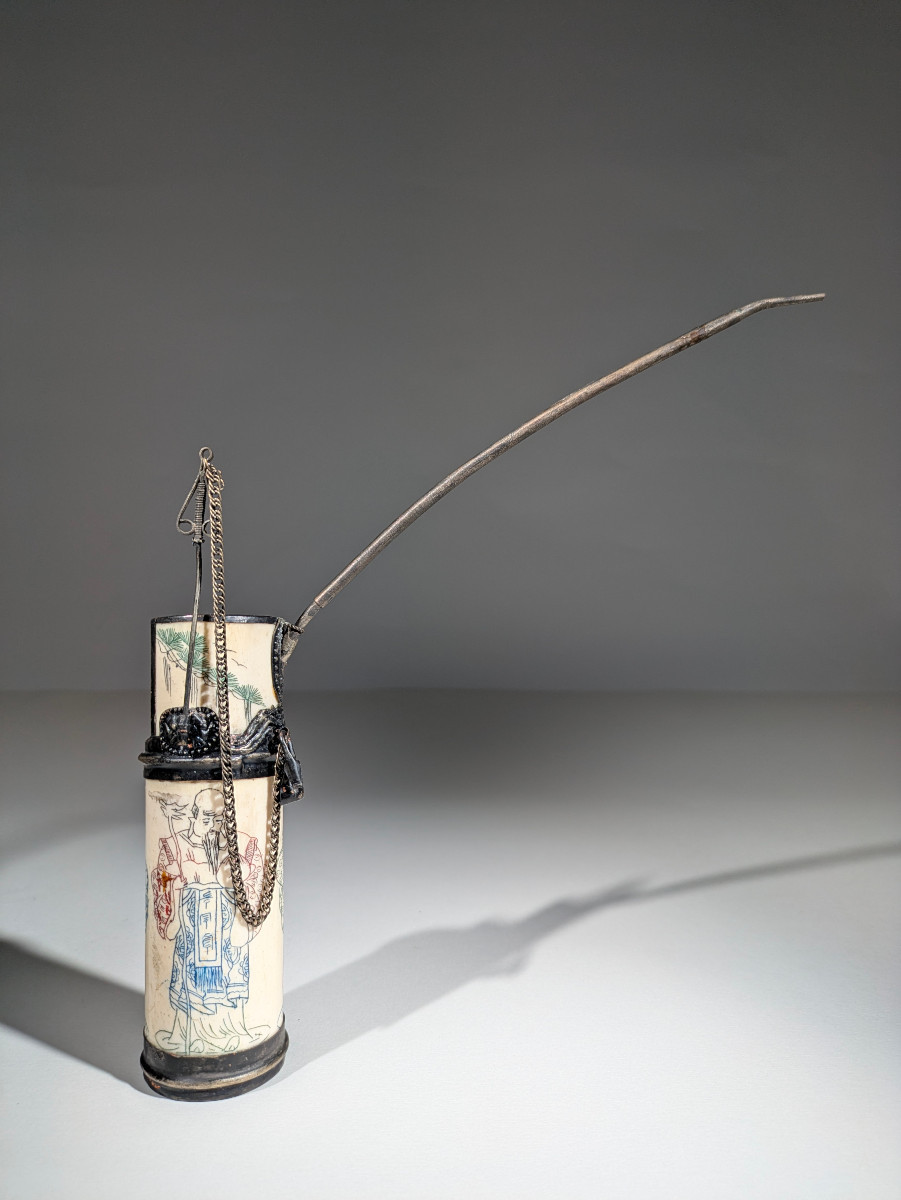 Pipe à Opium Gravée sur os Chine XIX 