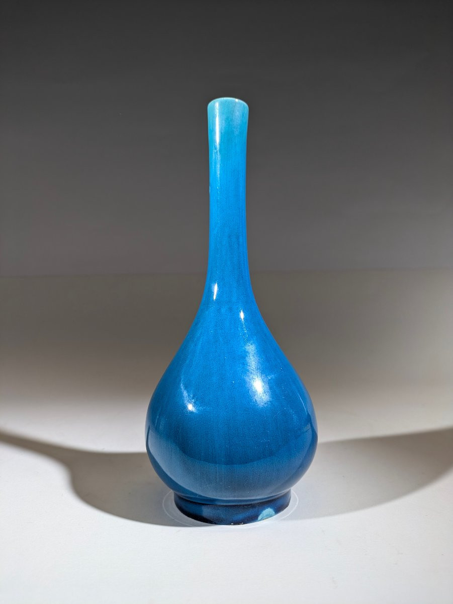 Awaji Vase Kyoto Japan Turquoise 1910-photo-2