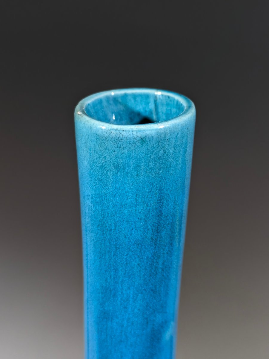 Awaji Vase Kyoto Japan Turquoise 1910-photo-3