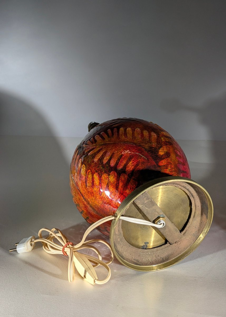 Camille Fauré Émaux de Limoges France  Lampe Art Nouveau-photo-3
