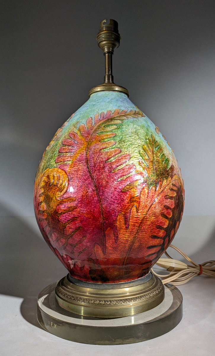 Camille Fauré Émaux de Limoges France  Lampe Art Nouveau