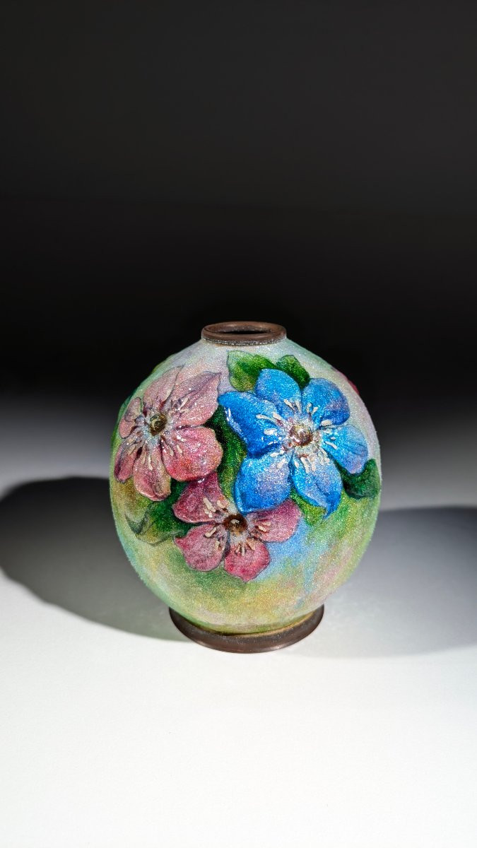 Camille Fauré Vase Émaux de Limoges 1920 Art Déco-photo-4